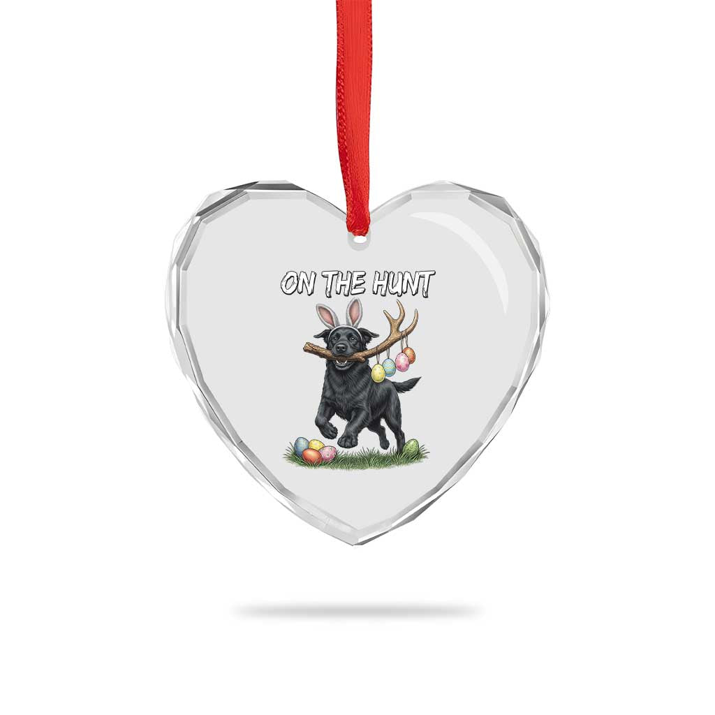 Funny Easter Hunting Dog Heart Crystal Glass Ornament Labrador Bunny Ears On The Hunt TS12 Print Your Wear