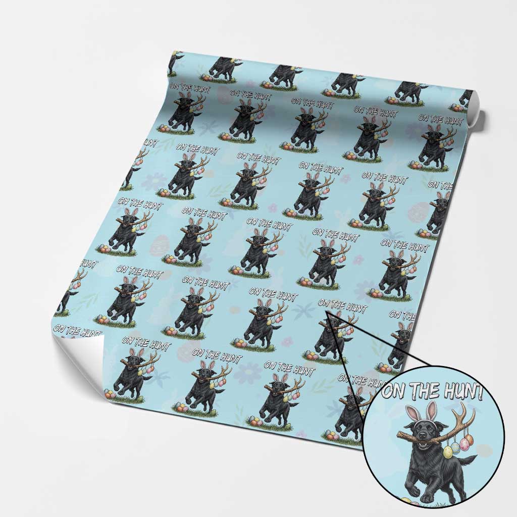 Funny Easter Hunting Dog Wrapping Paper Roll Labrador Bunny Ears On The Hunt TS12 Light Blue Print Your Wear