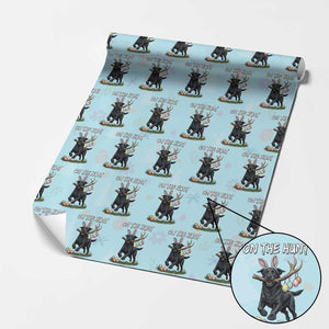 Funny Easter Hunting Dog Wrapping Paper Roll Labrador Bunny Ears On The Hunt TS12 Light Blue Print Your Wear