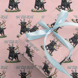 Funny Easter Hunting Dog Wrapping Paper Roll Labrador Bunny Ears On The Hunt TS12 Light Pink Print Your Wear