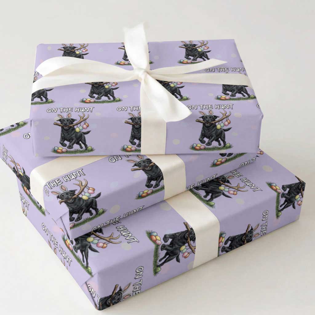 Funny Easter Hunting Dog Wrapping Paper Roll Labrador Bunny Ears On The Hunt TS12 Violet Print Your Wear