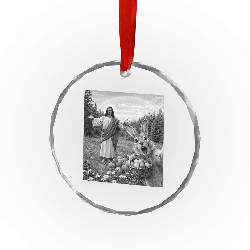 Funny Easter Jesus Crystal Glass Ornament Christian Jesus Bunny Selfie Religious TS14 Print Your Wear