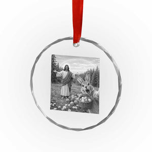 Funny Easter Jesus Crystal Glass Ornament Christian Jesus Bunny Selfie Religious TS14 Print Your Wear