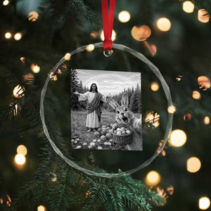 Funny Easter Jesus Crystal Glass Ornament Christian Jesus Bunny Selfie Religious TS14 Print Your Wear