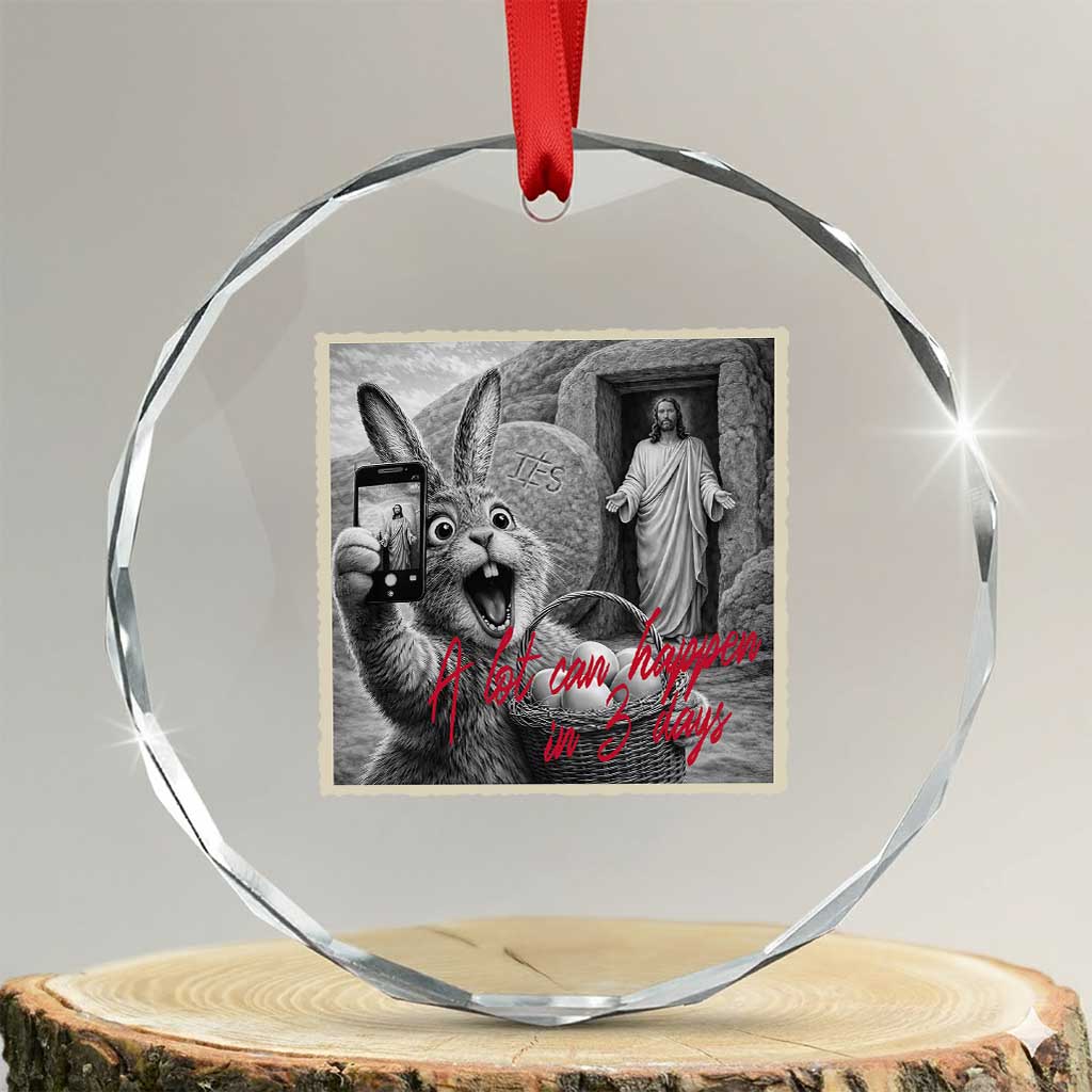 Funny Easter Jesus Crystal Glass Ornament Christian Jesus Come Back Bunny Selfie TS14 Transparent Glass 3'' Circle Print Your Wear