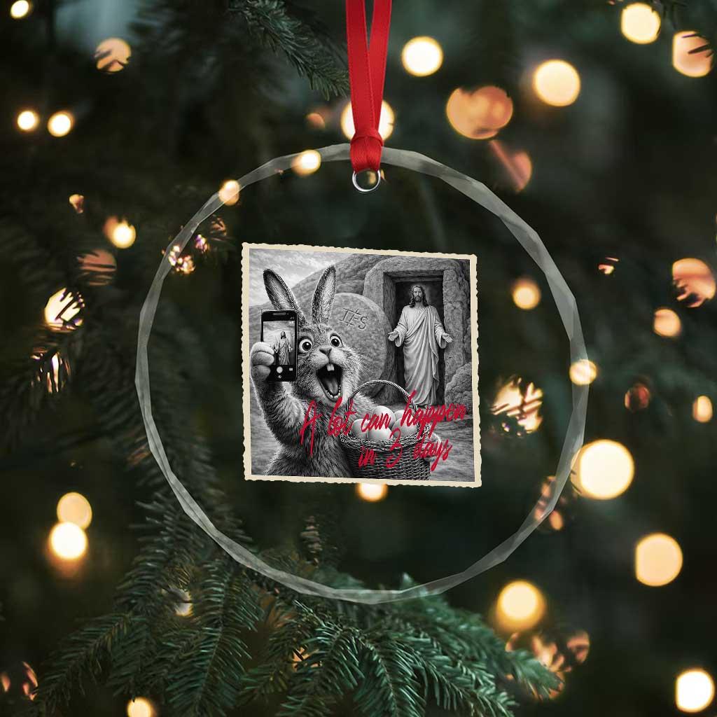 Funny Easter Jesus Crystal Glass Ornament Christian Jesus Come Back Bunny Selfie TS14 Print Your Wear