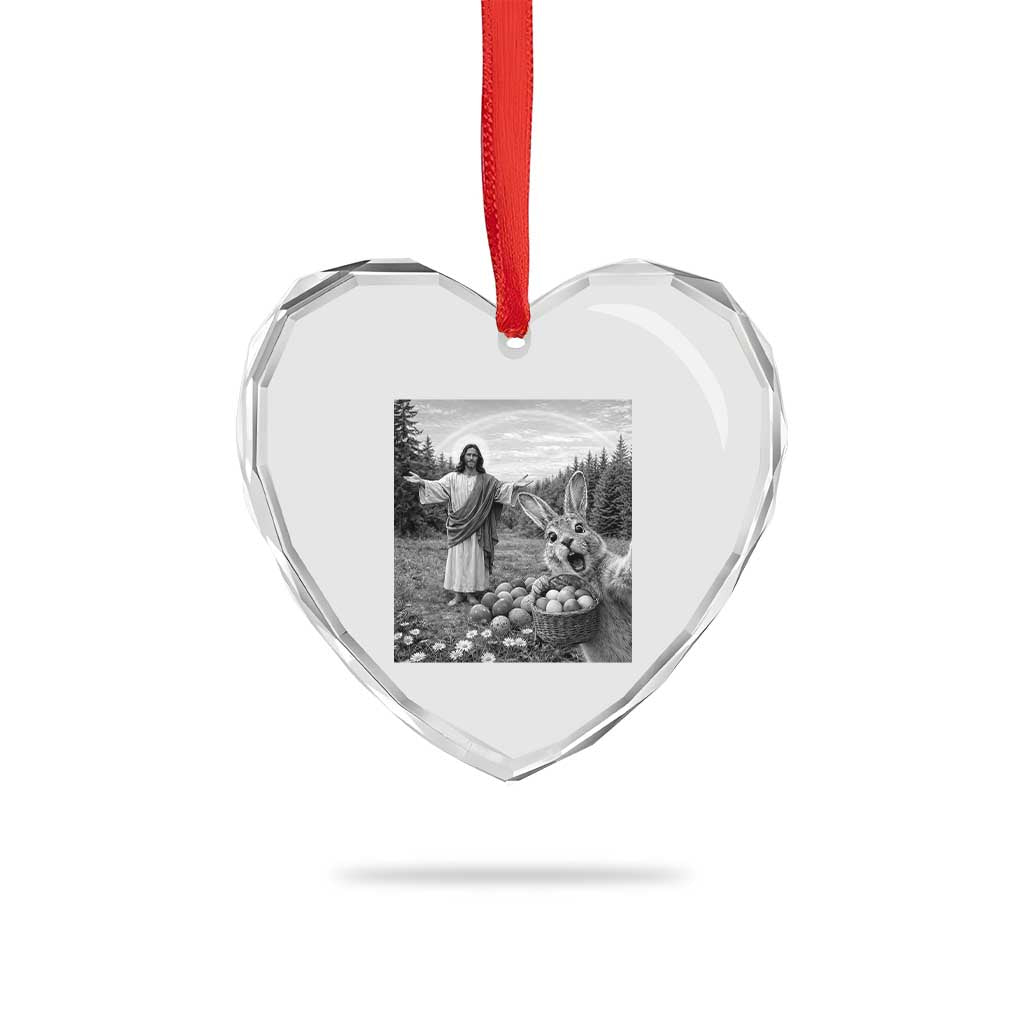 Funny Easter Jesus Heart Crystal Glass Ornament Christian Jesus Bunny Selfie Religious TS14 Print Your Wear