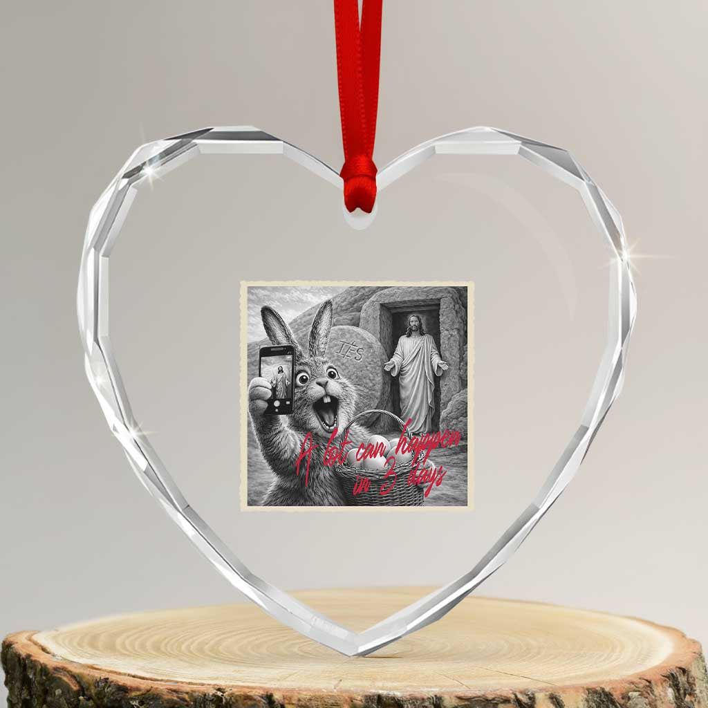 Funny Easter Jesus Heart Crystal Glass Ornament Christian Jesus Come Back Bunny Selfie TS14 Transparent Glass 3'' Heart Print Your Wear