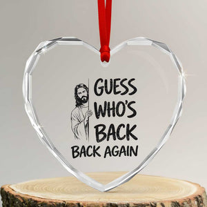 Funny Easter Jesus Heart Crystal Glass Ornament Guess Who's Back Back Again TS14 Transparent Glass 3'' Heart Print Your Wear