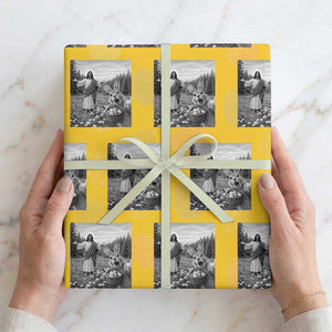 Funny Easter Jesus Wrapping Paper Roll Christian Jesus Bunny Selfie Religious TS14 Yellow Print Your Wear