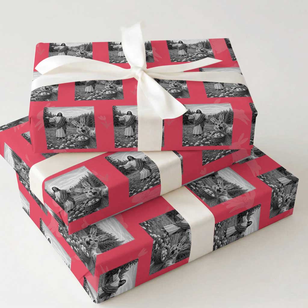 Funny Easter Jesus Wrapping Paper Roll Christian Jesus Bunny Selfie Religious TS14 Red Print Your Wear
