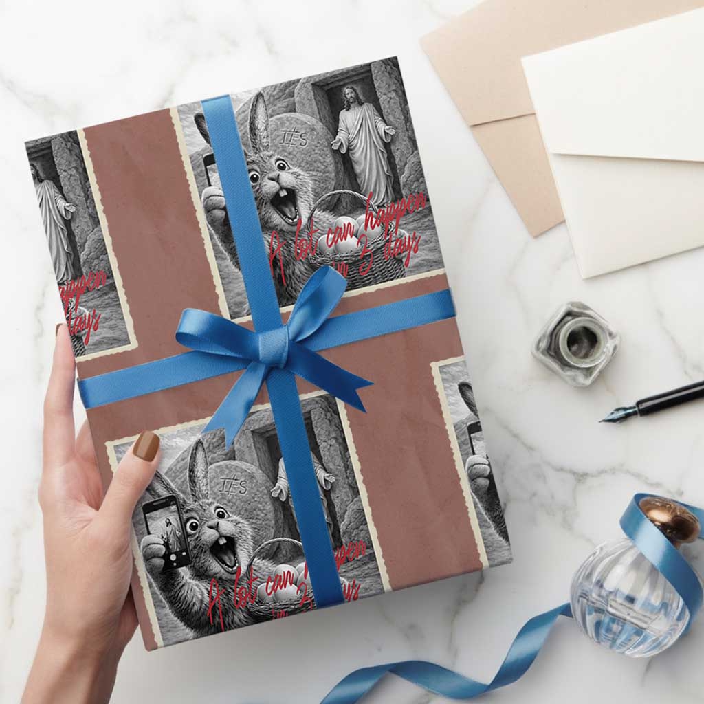 Funny Easter Jesus Wrapping Paper Roll Christian Jesus Come Back Bunny Selfie TS14 Mocha Print Your Wear