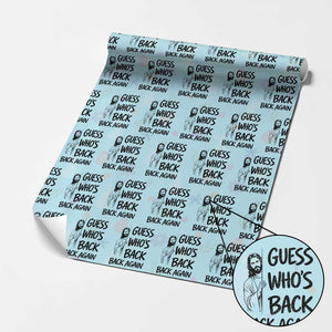 Funny Easter Jesus Wrapping Paper Roll Guess Who's Back Back Again TS14 Light Blue Print Your Wear