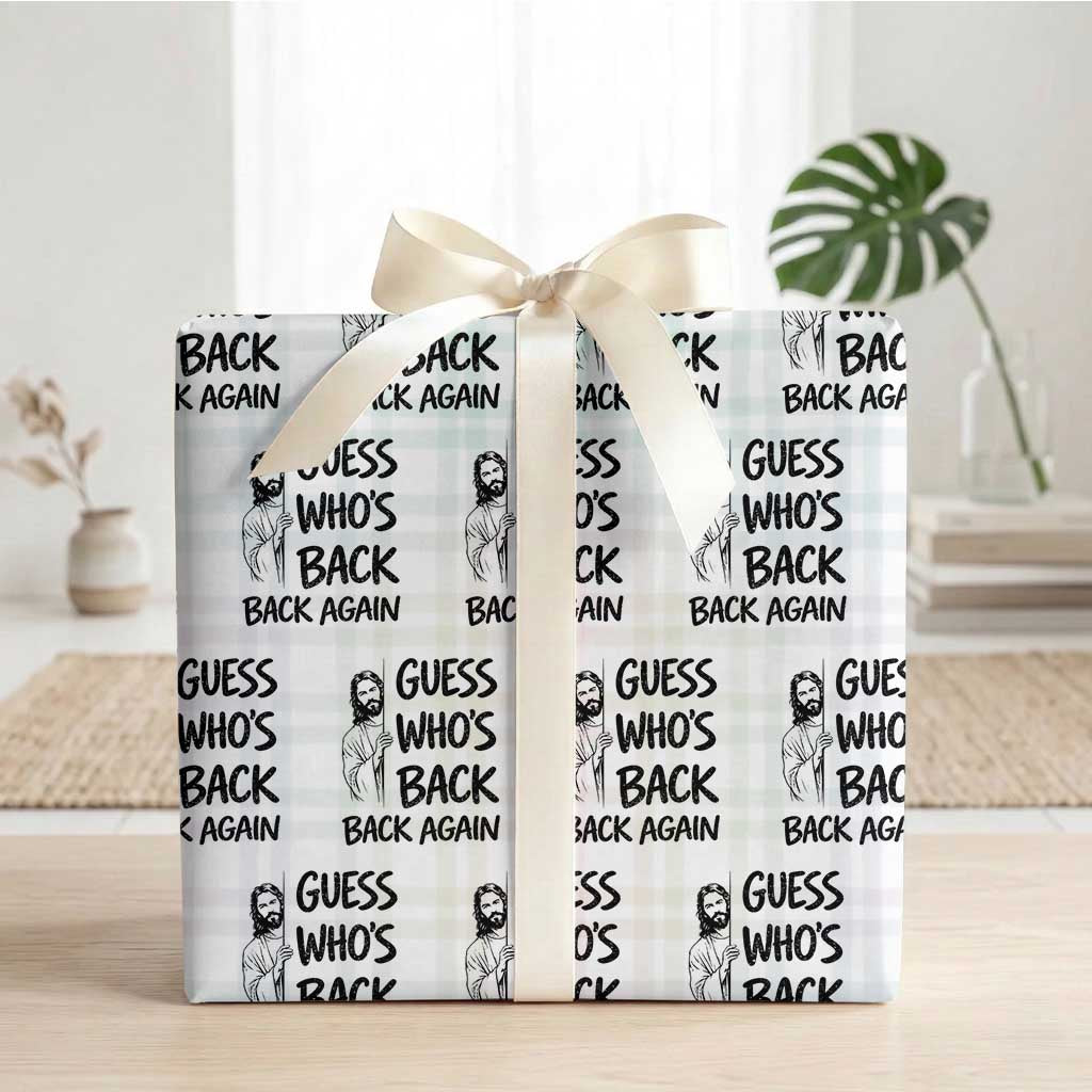 Funny Easter Jesus Wrapping Paper Roll Guess Who's Back Back Again TS14 White Plaid Print Your Wear
