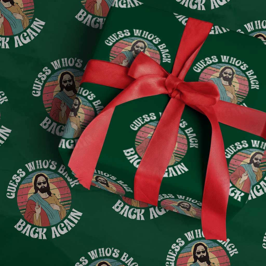 Funny Easter Jesus Wrapping Paper Roll Retro Vintage Guess Whos Back Again TS10 Green Print Your Wear