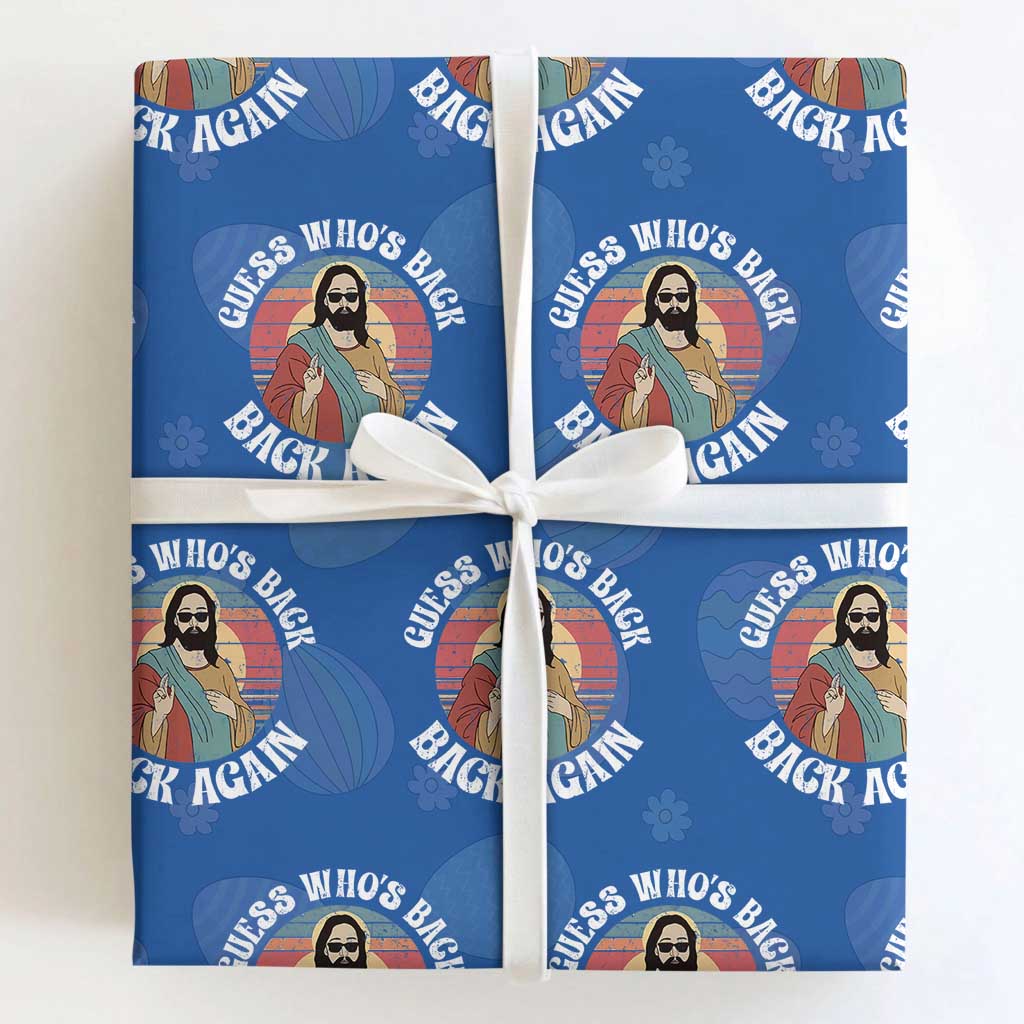 Funny Easter Jesus Wrapping Paper Roll Retro Vintage Guess Whos Back Again TS10 Royal Blue Print Your Wear