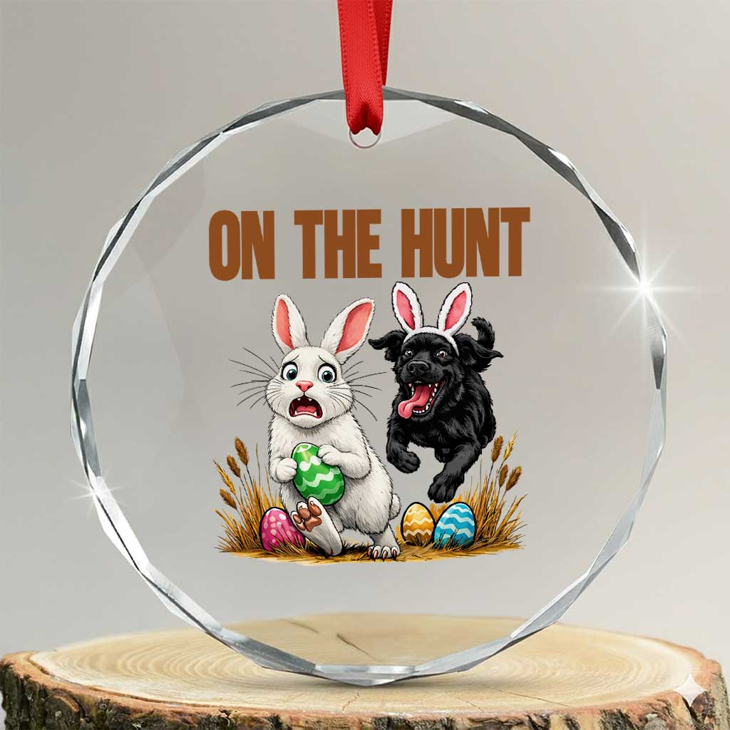 Funny Easter Labrador Bunny Ears Crystal Glass Ornament On The Hunt TS12 Transparent Glass 3'' Circle Print Your Wear