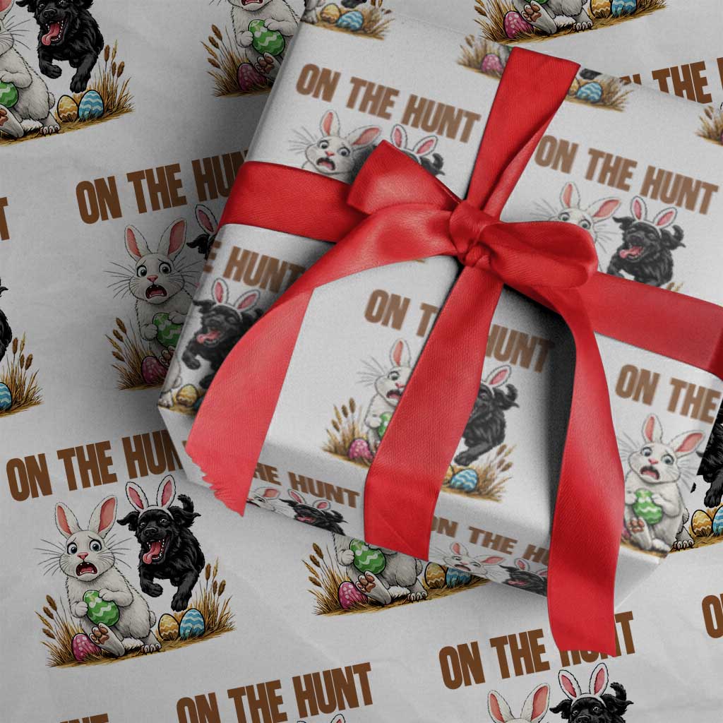 Funny Easter Labrador Bunny Ears Wrapping Paper Roll On The Hunt TS12 White Print Your Wear