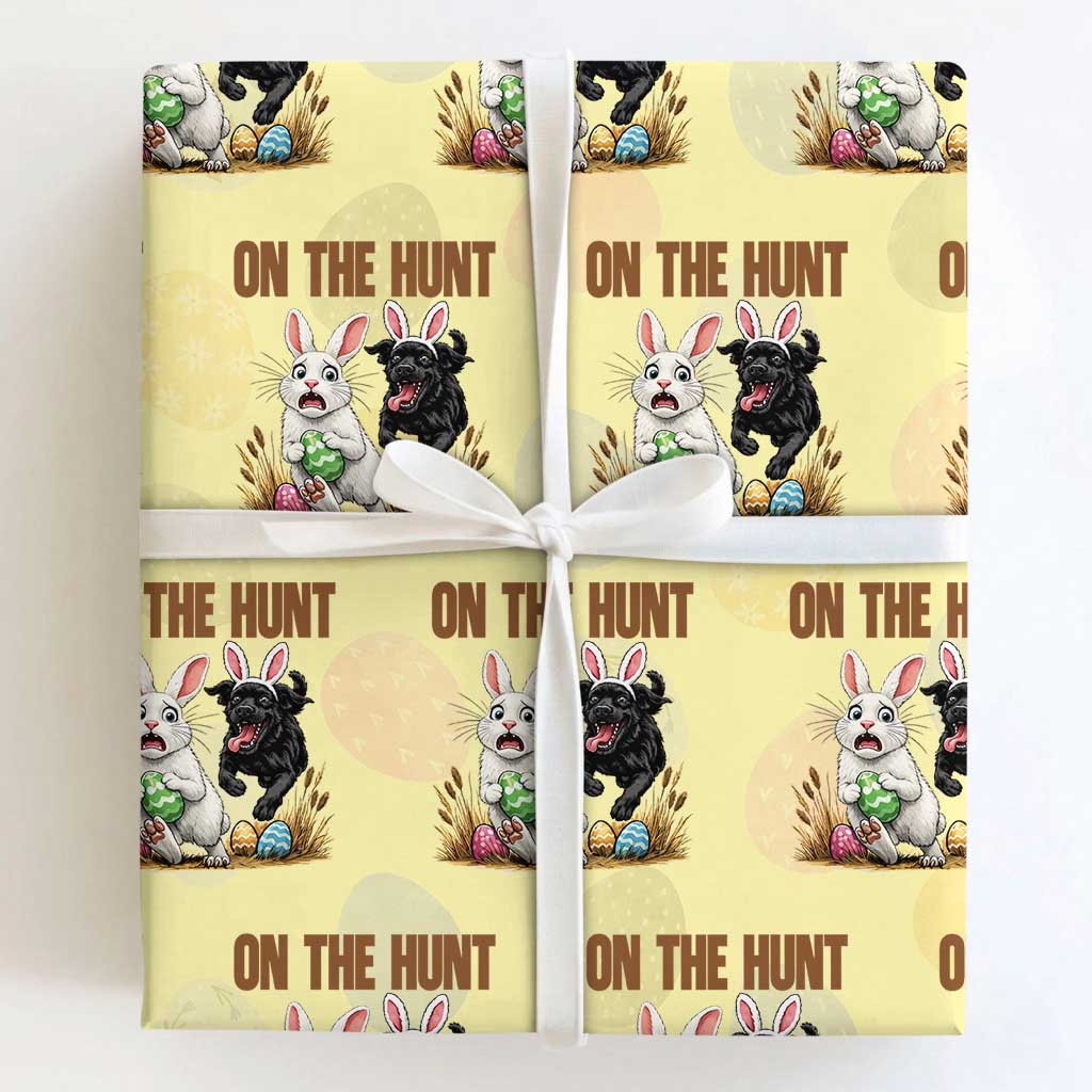 Funny Easter Labrador Bunny Ears Wrapping Paper Roll On The Hunt TS12 Light Yellow Print Your Wear