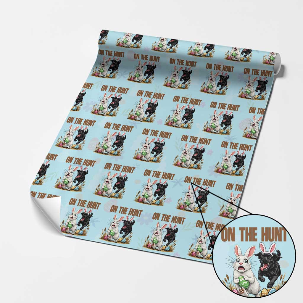 Funny Easter Labrador Bunny Ears Wrapping Paper Roll On The Hunt TS12 Light Blue Print Your Wear