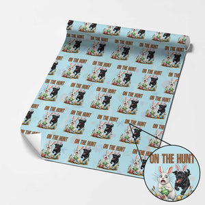 Funny Easter Labrador Bunny Ears Wrapping Paper Roll On The Hunt TS12 Light Blue Print Your Wear