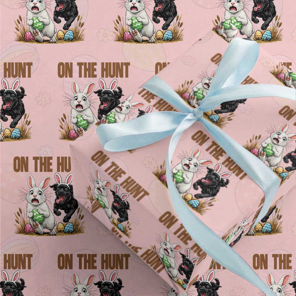 Funny Easter Labrador Bunny Ears Wrapping Paper Roll On The Hunt TS12 Light Pink Print Your Wear