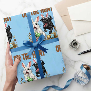 Funny Easter Labrador Bunny Ears Wrapping Paper Roll On The Hunt TS12 Light Blue Print Your Wear