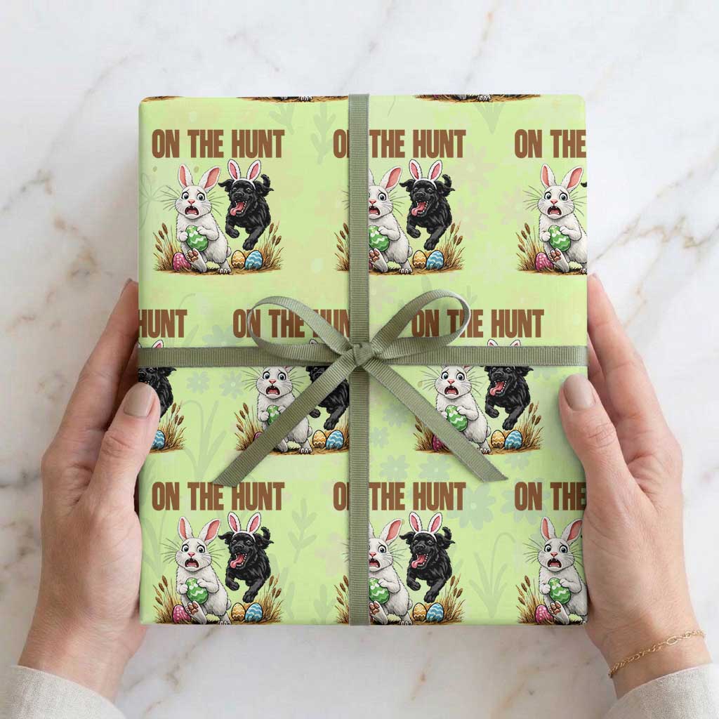 Funny Easter Labrador Bunny Ears Wrapping Paper Roll On The Hunt TS12 Lime Print Your Wear