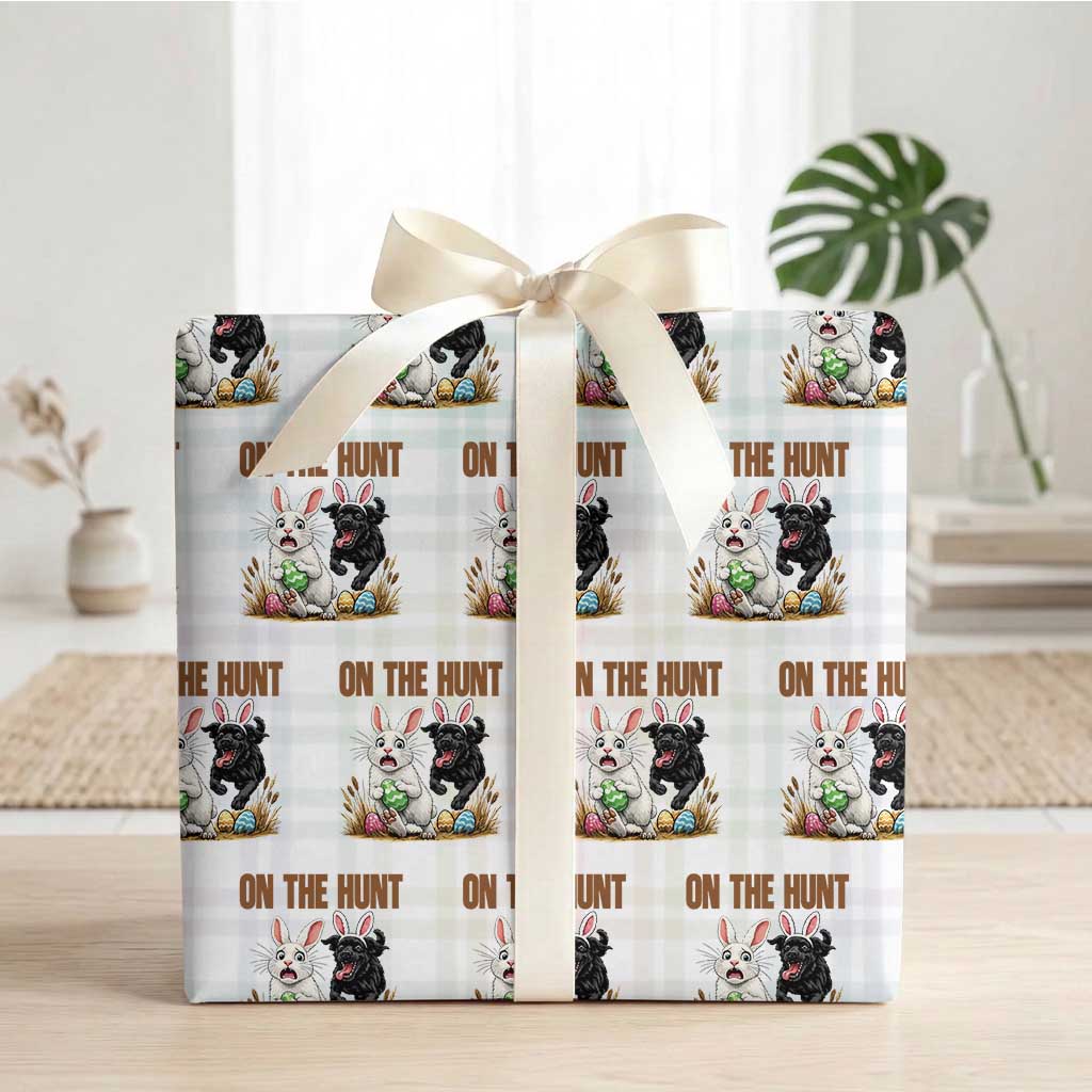 Funny Easter Labrador Bunny Ears Wrapping Paper Roll On The Hunt TS12 White Plaid Print Your Wear