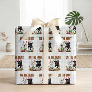 Funny Easter Labrador Bunny Ears Wrapping Paper Roll On The Hunt TS12 White Plaid Print Your Wear