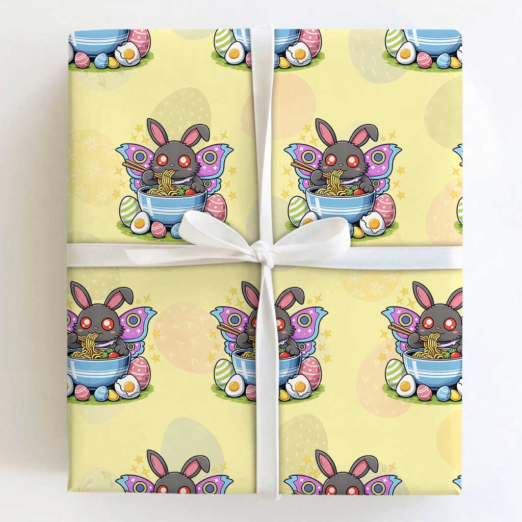 Funny Easter Mothman Eating Ramen Wrapping Paper Roll Cryptid Lover Gift TS12 Light Yellow Print Your Wear