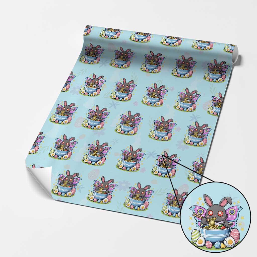 Funny Easter Mothman Eating Ramen Wrapping Paper Roll Cryptid Lover Gift TS12 Light Blue Print Your Wear