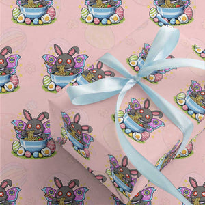 Funny Easter Mothman Eating Ramen Wrapping Paper Roll Cryptid Lover Gift TS12 Light Pink Print Your Wear