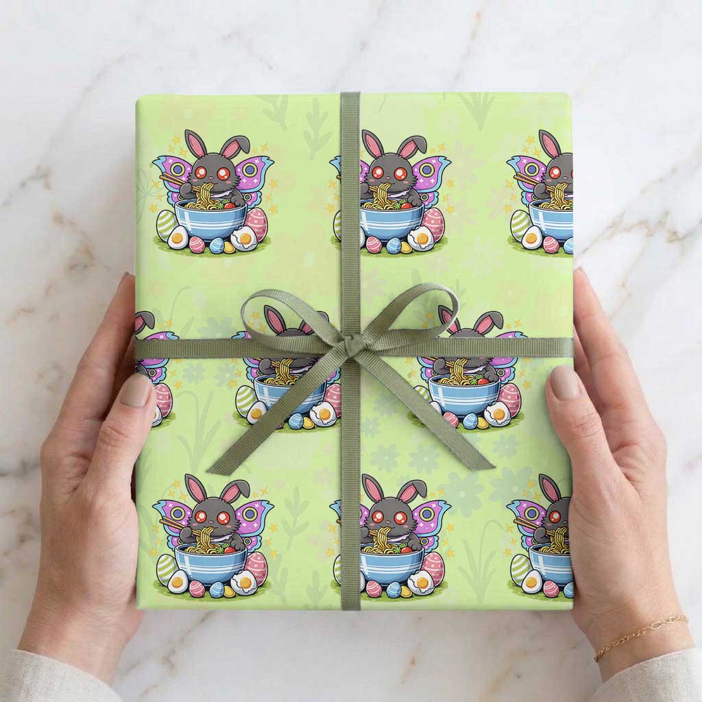 Funny Easter Mothman Eating Ramen Wrapping Paper Roll Cryptid Lover Gift TS12 Lime Print Your Wear