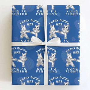 Funny Easter Rabbit Martial Arts Wrapping Paper Roll Every Bunny Was Kung Fu Fighting Cute Bunny Humor Gift TS02 Royal Blue Print Your Wear