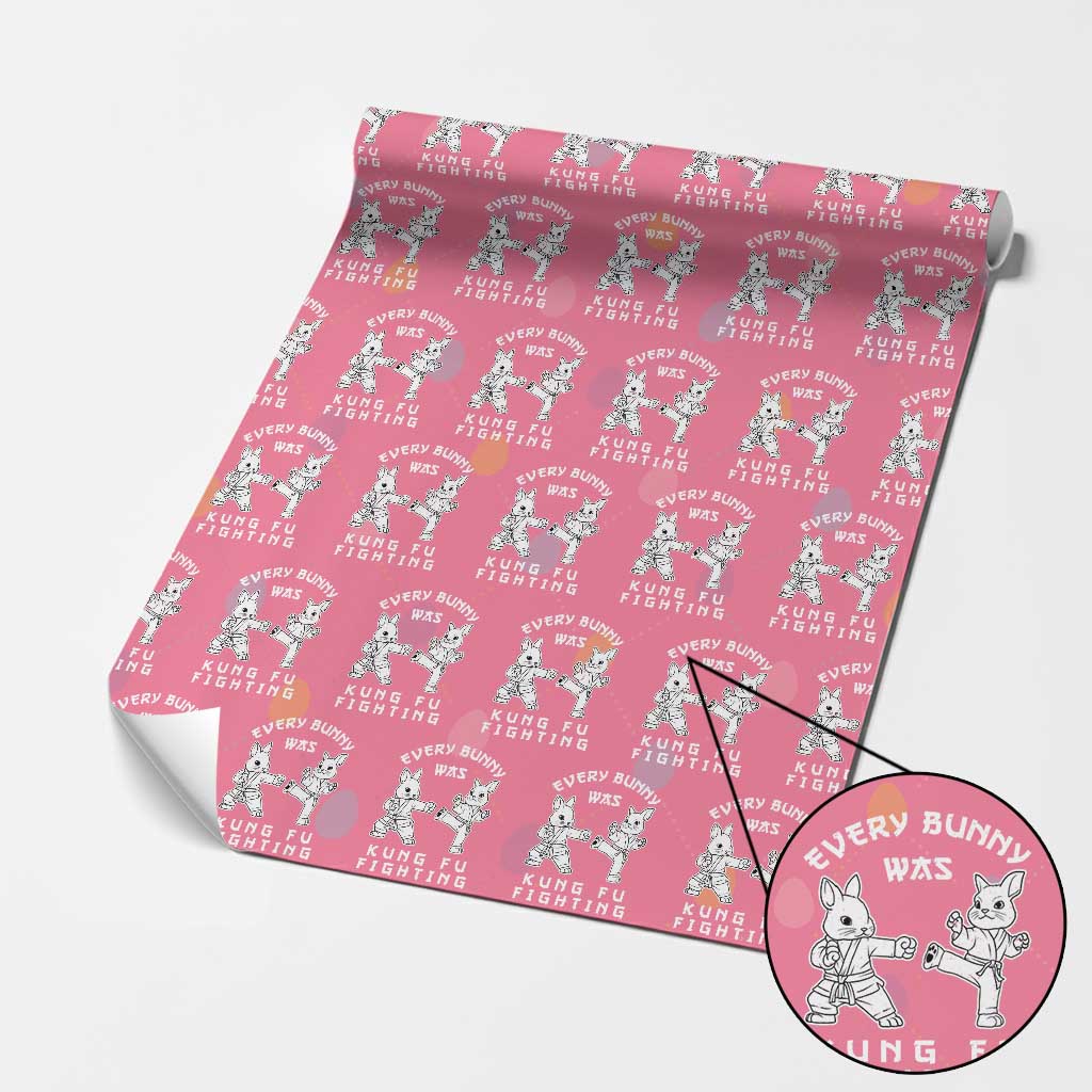 Funny Easter Rabbit Martial Arts Wrapping Paper Roll Every Bunny Was Kung Fu Fighting Cute Bunny Humor Gift TS02 Pink Print Your Wear