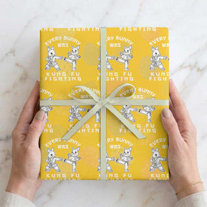 Funny Easter Rabbit Martial Arts Wrapping Paper Roll Every Bunny Was Kung Fu Fighting Cute Bunny Humor Gift TS02 Yellow Print Your Wear