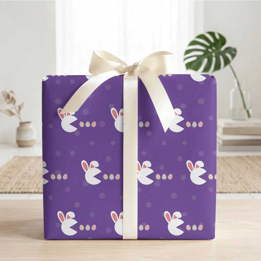 Funny Easter Wrapping Paper Roll Bunny Gamer Egg Hunter TS14 Purple Print Your Wear