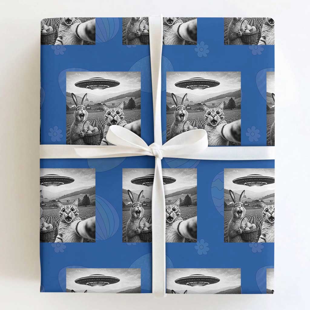 Funny Easter Wrapping Paper Roll Christian Cat Selfie Bunny Meme TS14 Royal Blue Print Your Wear