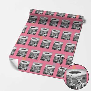 Funny Easter Wrapping Paper Roll Christian Cat Selfie Bunny Meme TS14 Pink Print Your Wear