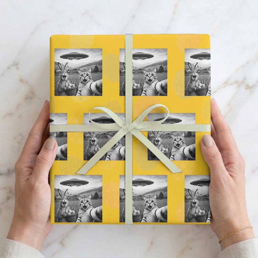 Funny Easter Wrapping Paper Roll Christian Cat Selfie Bunny Meme TS14 Yellow Print Your Wear