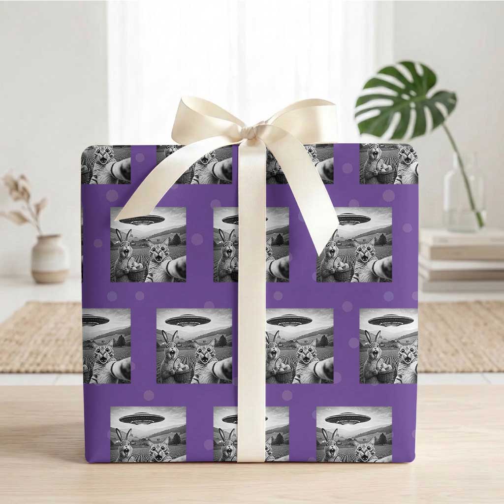 Funny Easter Wrapping Paper Roll Christian Cat Selfie Bunny Meme TS14 Purple Print Your Wear