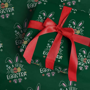 Funny Easter Wrapping Paper Roll Im A Little Eggstra Bunny Cute Kids Toddler TS10 Green Print Your Wear