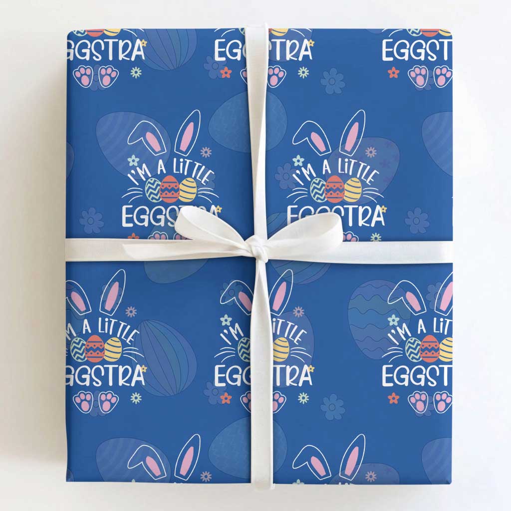 Funny Easter Wrapping Paper Roll Im A Little Eggstra Bunny Cute Kids Toddler TS10 Royal Blue Print Your Wear