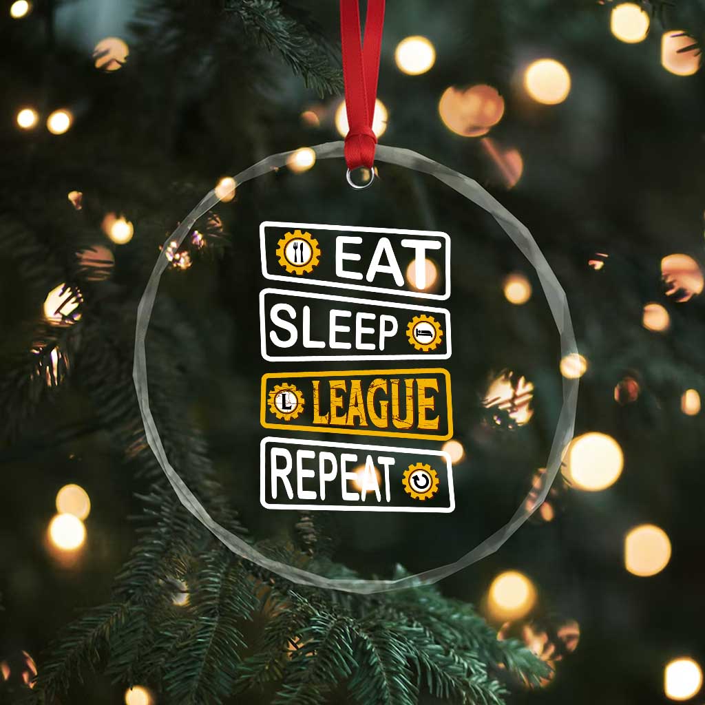 Funny Eat Sleep League Repeat Crystal Glass Ornament Gaming Quote Gift For Gamer TS12 Print Your Wear