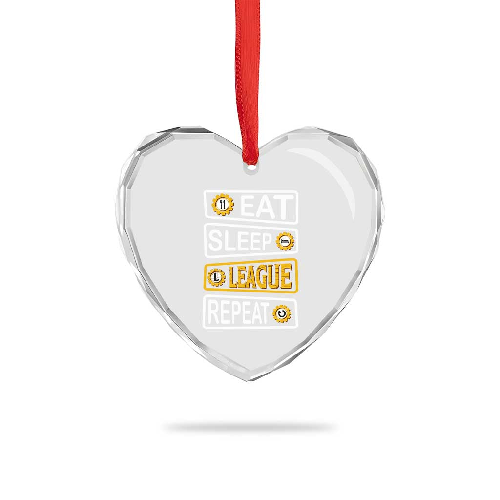 Funny Eat Sleep League Repeat Heart Crystal Glass Ornament Gaming Quote Gift For Gamer TS12 Print Your Wear