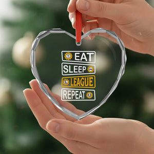 Funny Eat Sleep League Repeat Heart Crystal Glass Ornament Gaming Quote Gift For Gamer TS12 Print Your Wear