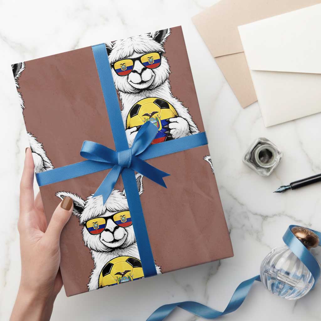 Funny Ecuador Alpaca Soccer Lover Wrapping Paper Roll South American Pride Gift