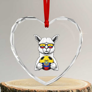 Funny Ecuador Alpaca Soccer Lover Heart Crystal Glass Ornament South American Pride Gift