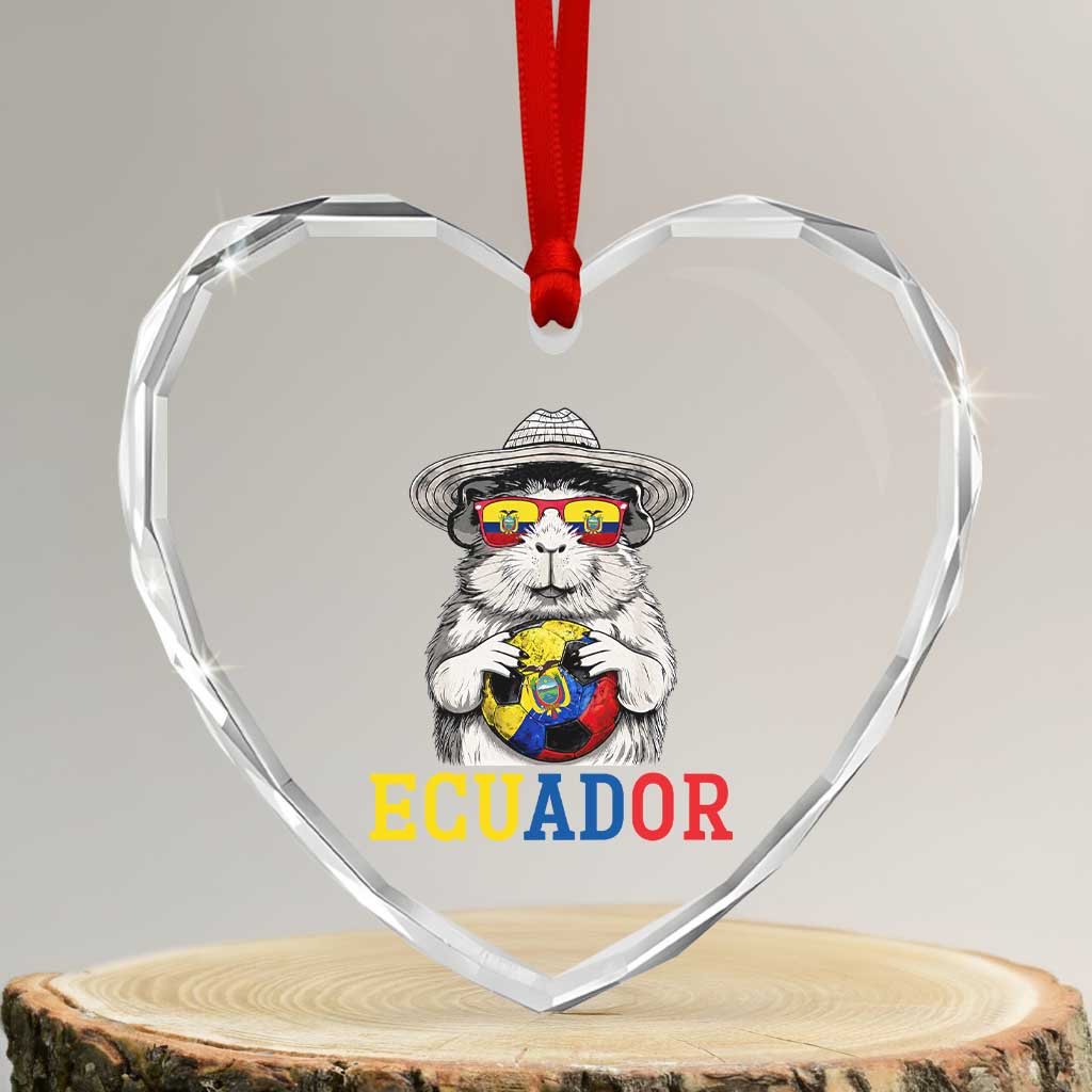 Funny Ecuador Guinea Pig Soccer Fan Heart Crystal Glass Ornament Cavy Lover Gift TS12 Transparent Glass 3'' Heart Print Your Wear